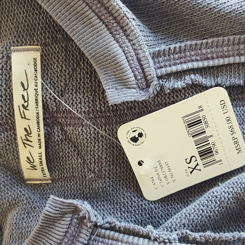 NWT! Free People Anyway Tee Fallen Fig Colorway Wrap-Front Oversized XS - Picture 8 of 9